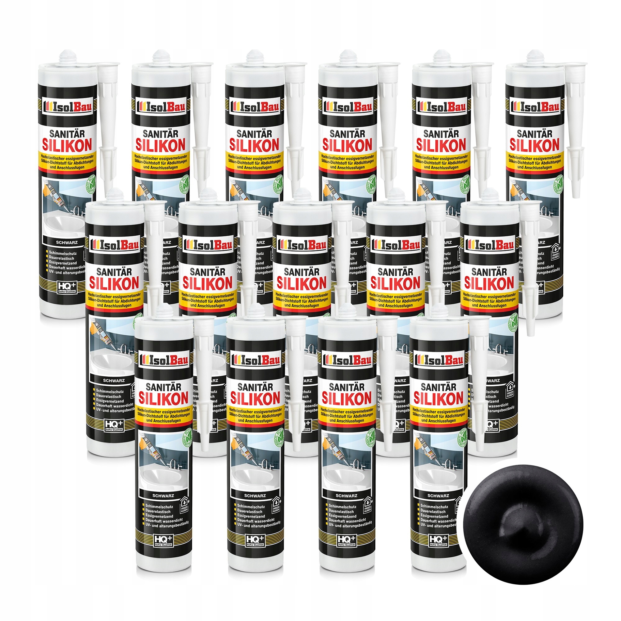 Sanitární silikon černý IsolBau 15 x 300 ml Odolný vůči protiplísňový
