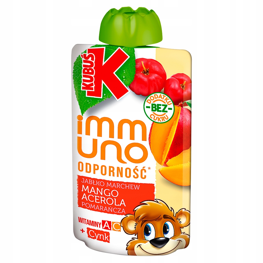 Kubuś Immuno Odporność Mus Jabłko Mango Marchew Pomarańcza Acerola 100 G