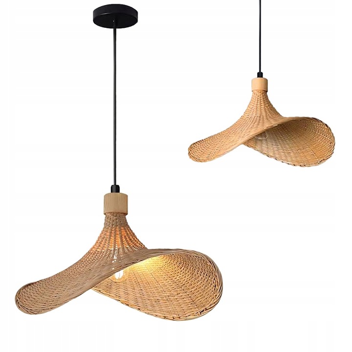 Závěsná lampa Boho Přírodní Hnědá Pletená Klobouk 50cm App1641