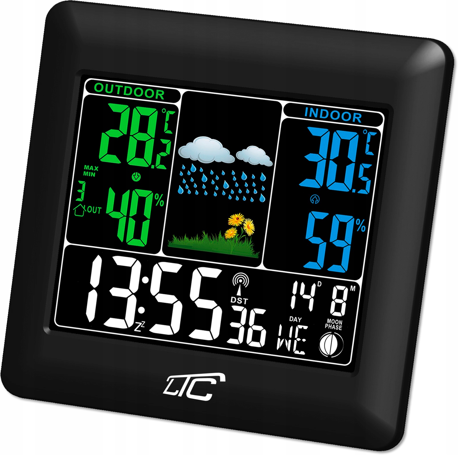 DOKŁADNA STACJA POGODOWA BEZPRZEWODOWY TERMOMETR AUTOMATYCZNA DATA GODZINA Marka LTC