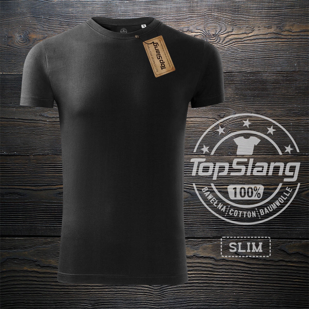 

Topslang koszulka męska bawełniana czarna t-shirt