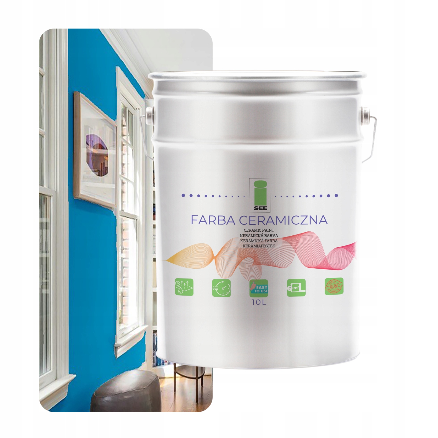 Keramická Umývateľná Farba Na Steny, Odtieň Modrej, 10 L, Odolná Voči Škvrnám