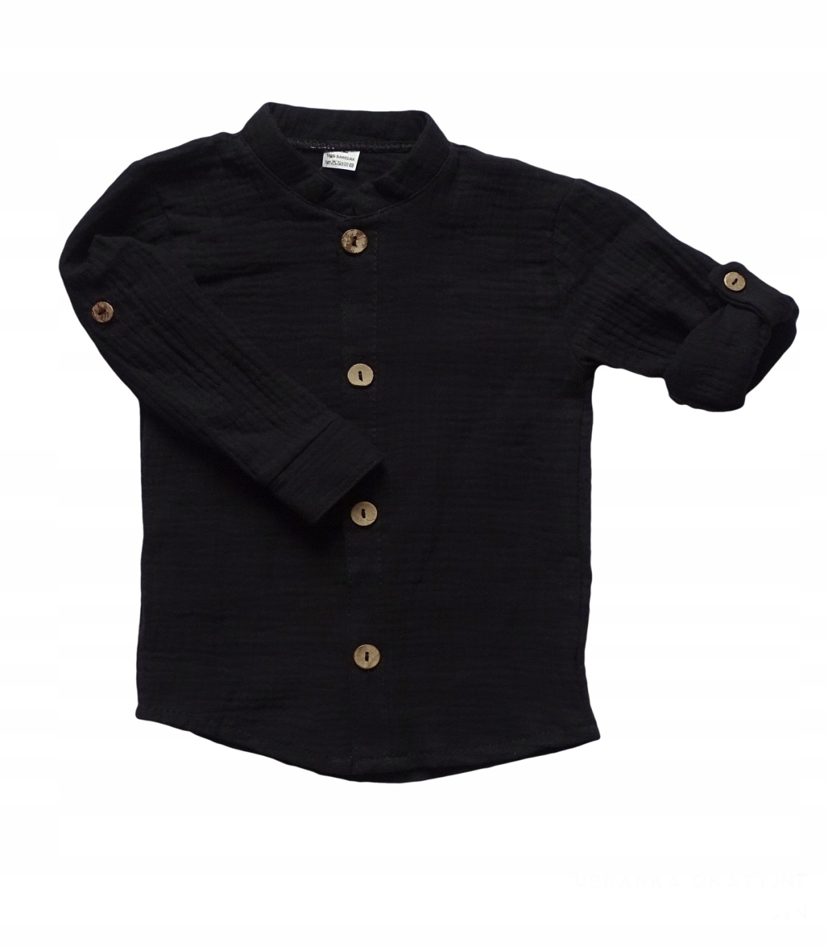 140 koszula muślinowa czarna POLSKA podpinana