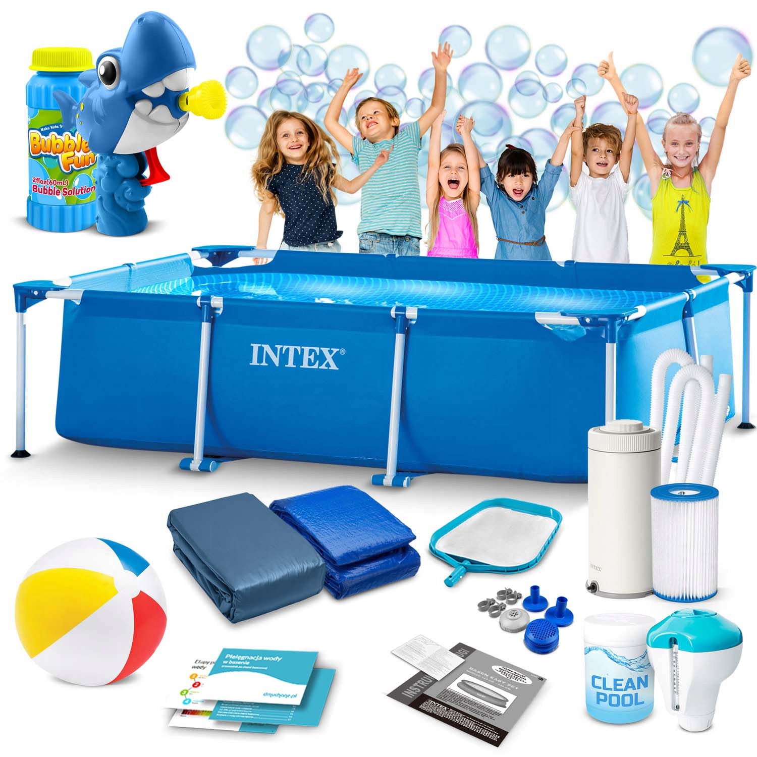 Roštový záhradný bazén 300 x 200 x 75 cm 15v1 Intex 28272 strojček na b