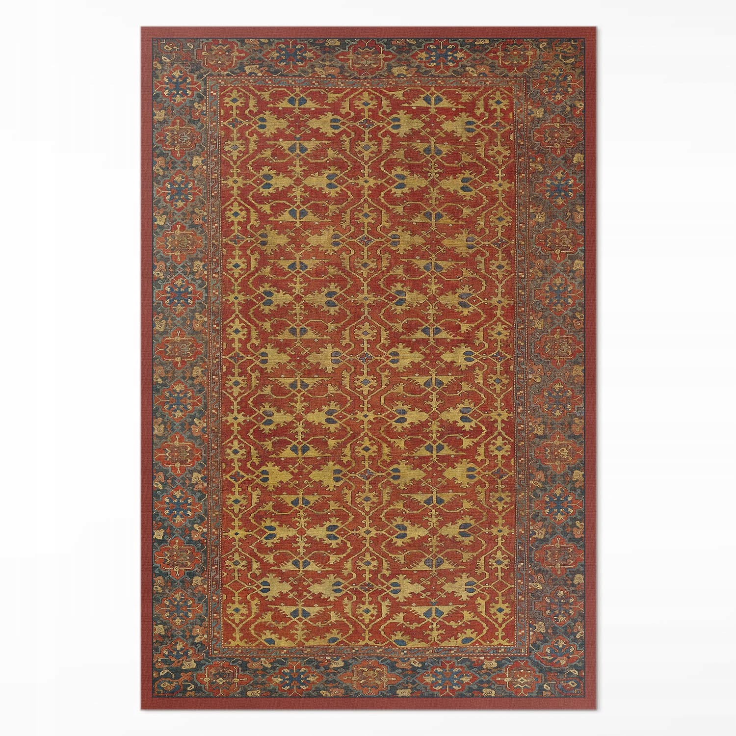 Koberec Vinyl do kancelárie Červená modrá a žltý retro vzor Veľký 140 x 210 cm