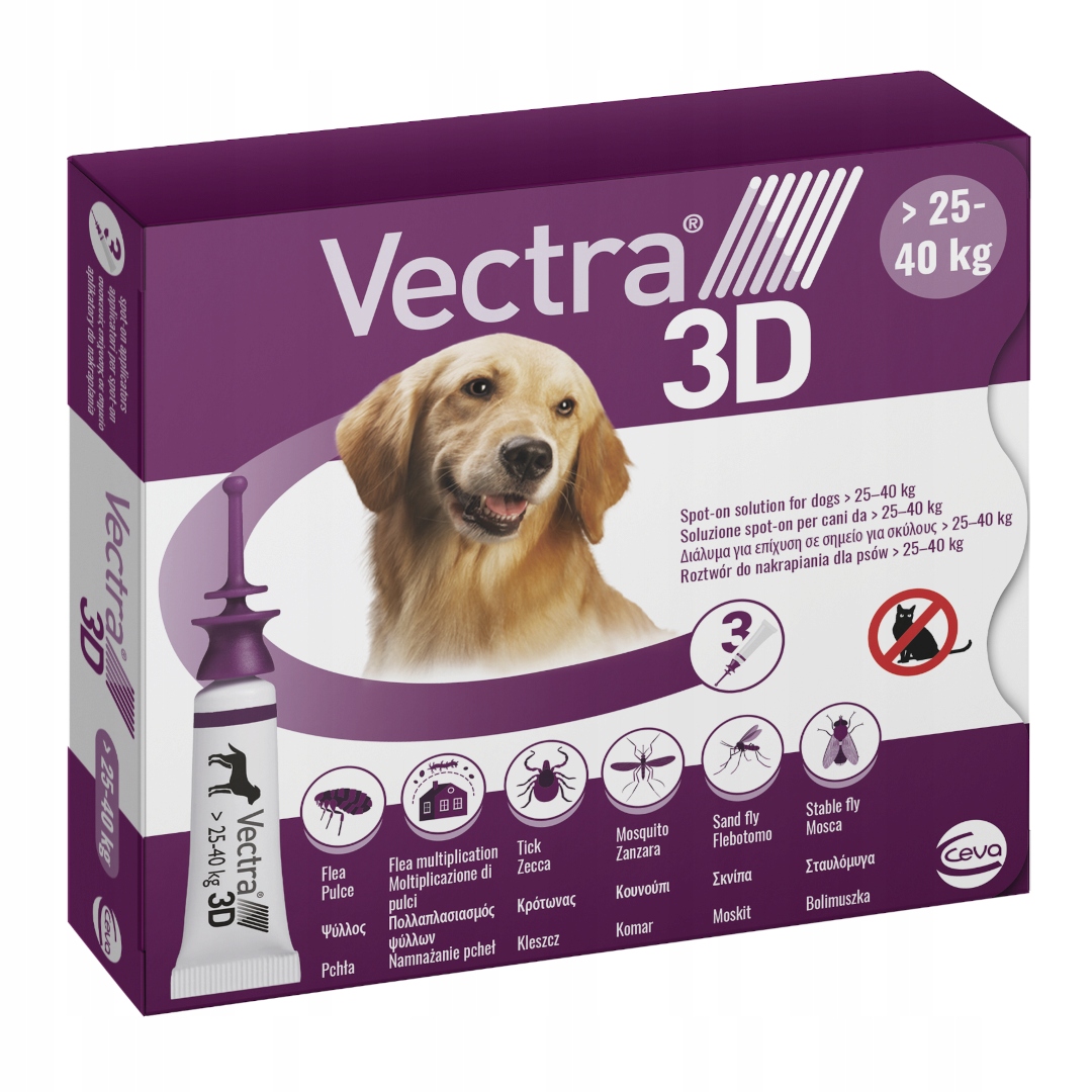 Vectra 3D Preparat Na Kleszcze Pchły Komary Dla Psów 25-40kg 3x4,7ml