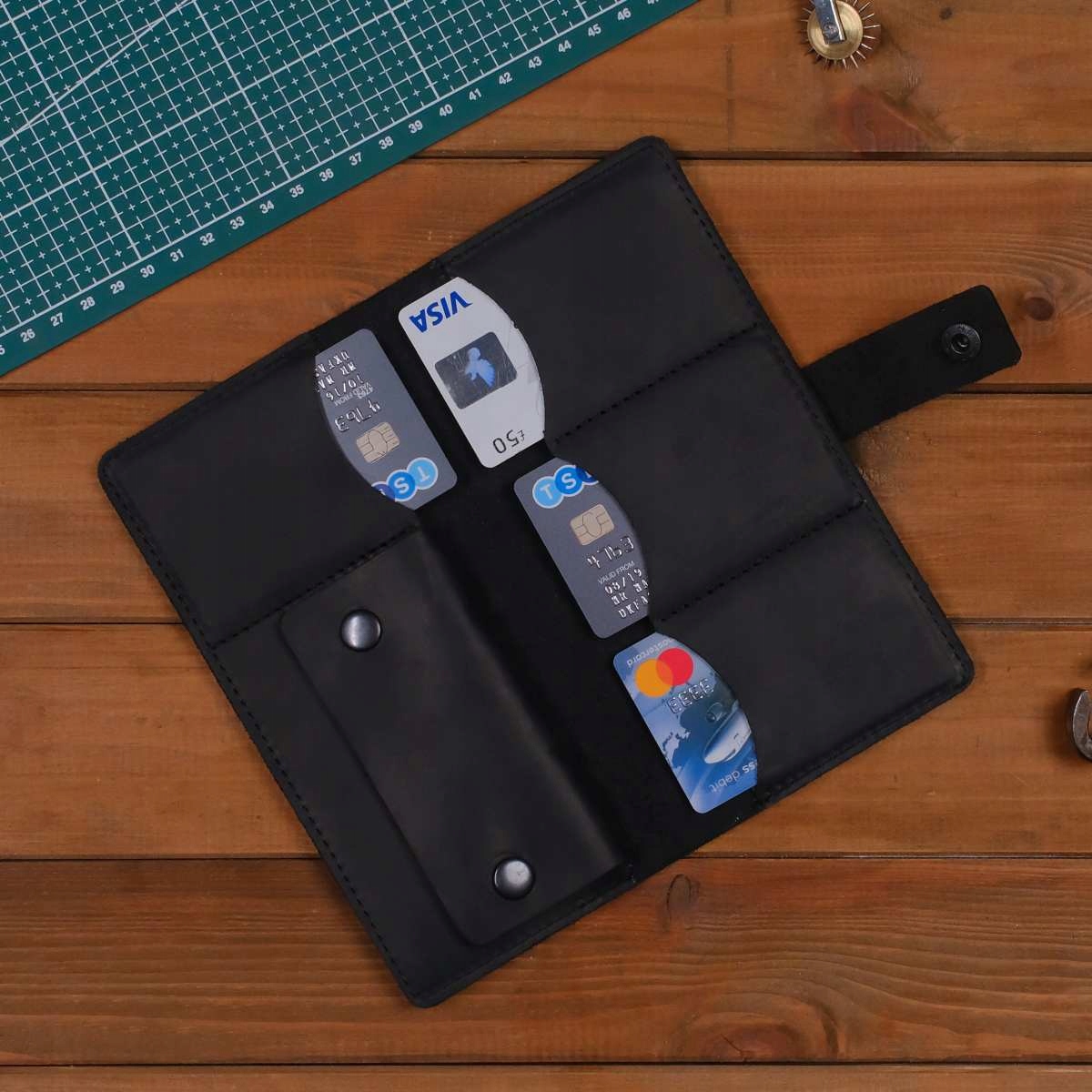 Černá kožená peněženka pro chytrý telefon Vintage Minimalistická Belveder G1109