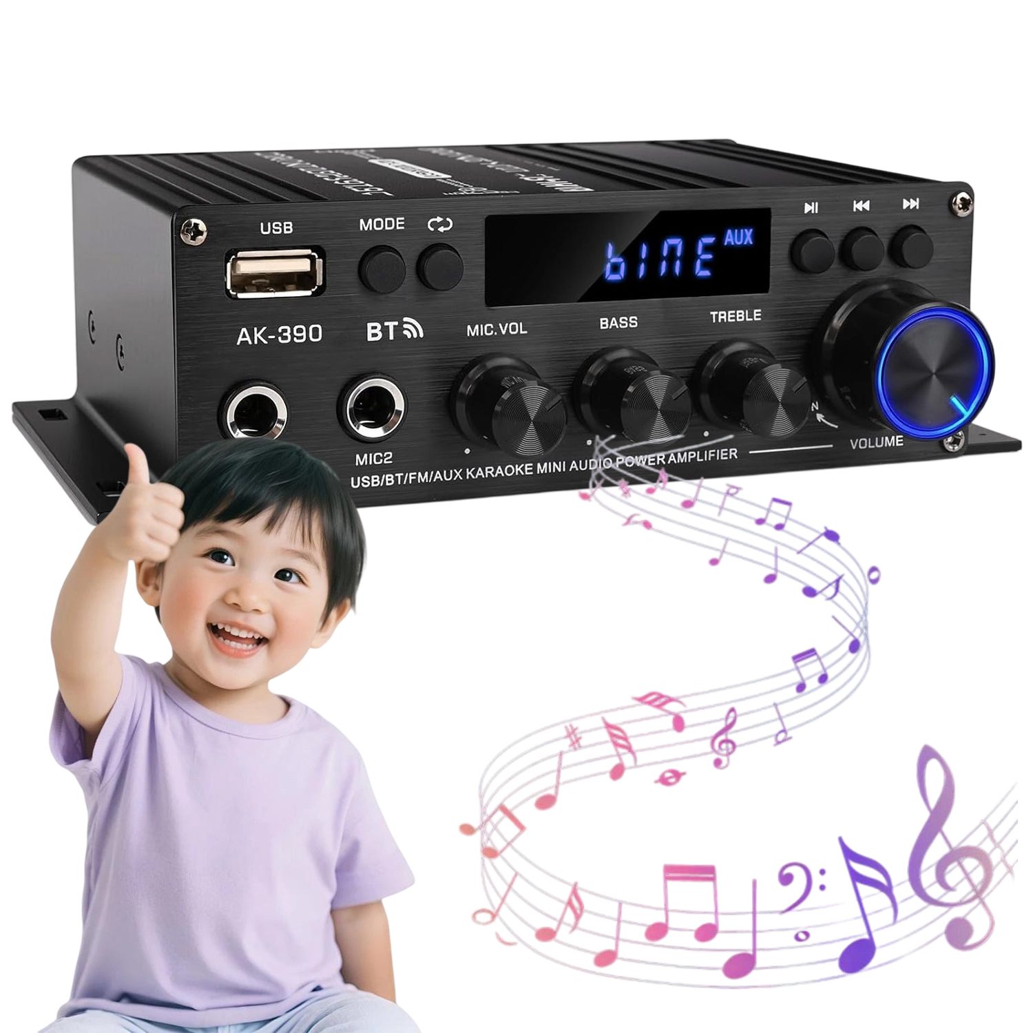 Hifi Stereo Zesilovač 40W 40W Bluetooth Mini Audio Přehrávač S Usb A Dálkovým Ovládáním