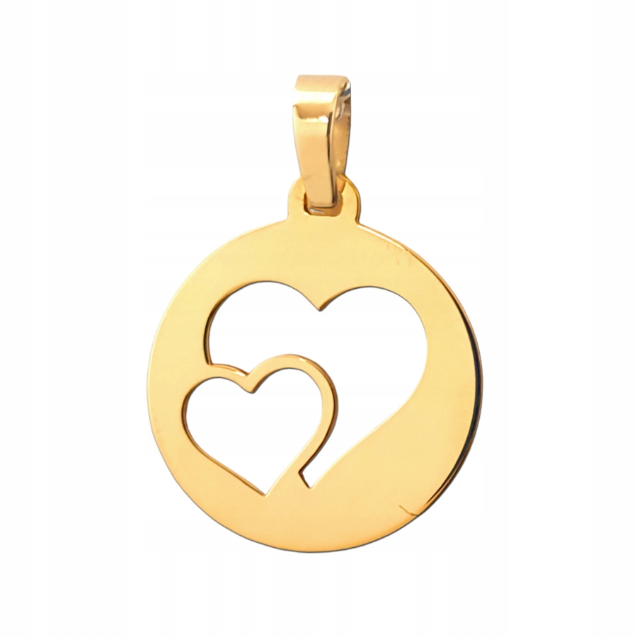 Złoty wisiorek kółeczko Dwa serca serduszka pr.585