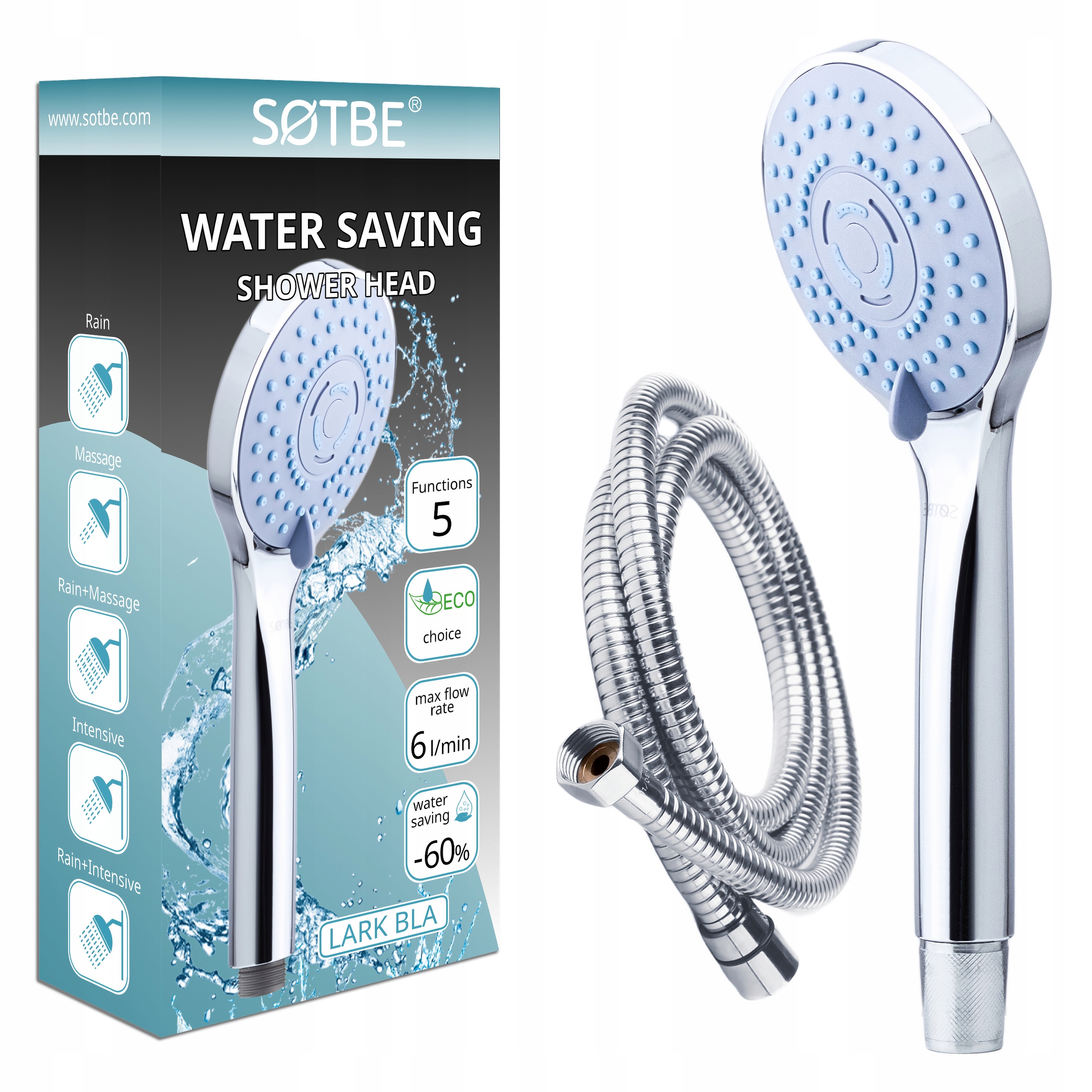 Sprchová Hlavice s Eko hadicí – 60 % vody Sprchový set Sotbe