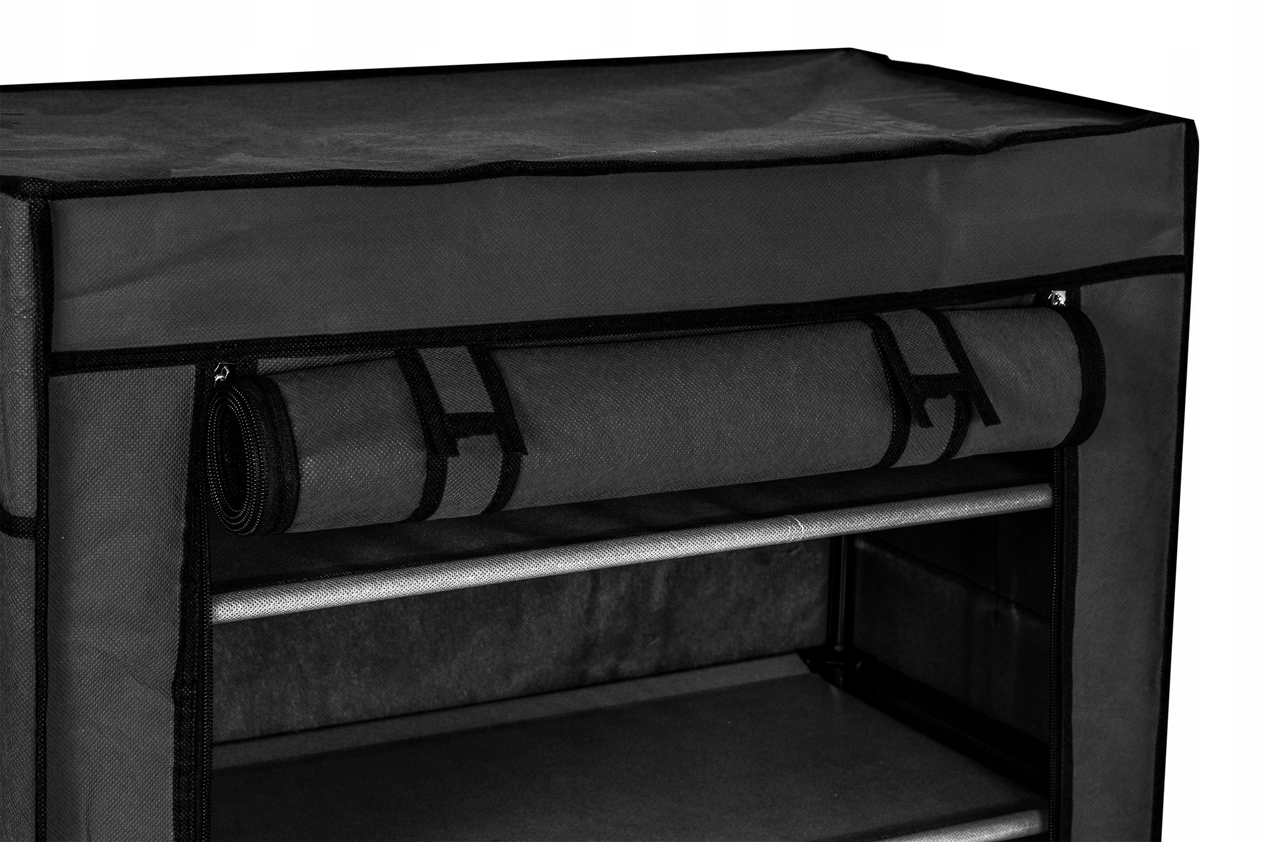 SZAFKA NA BUTY CZARNA TEKSTYLNA REGAŁ STOJAK PÓŁKI GARDEROBA ORGANIZER LOFT Szerokość mebla 60 cm