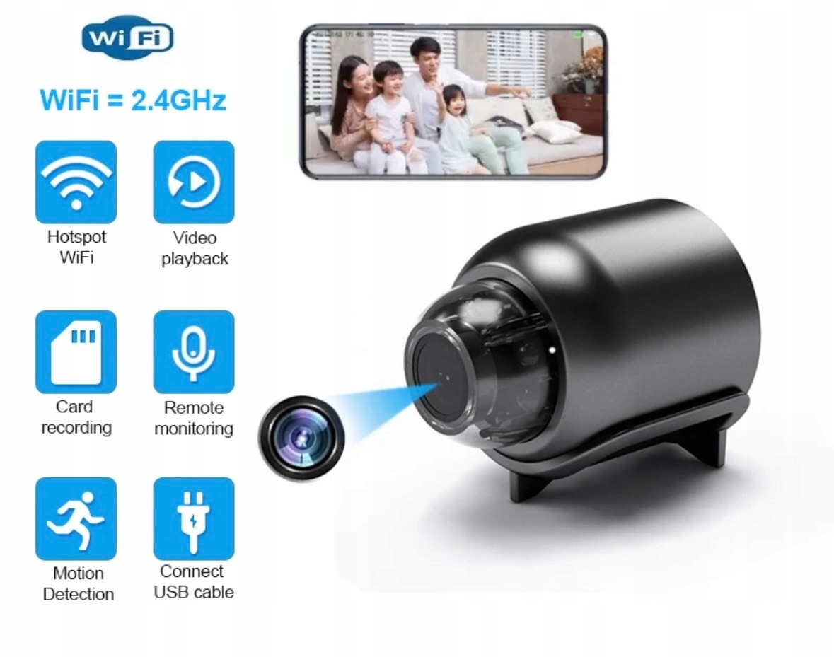 MINI KAMERA BEZPRZEWODOWA WIFI 1080 HD SZPIEG NIANIA