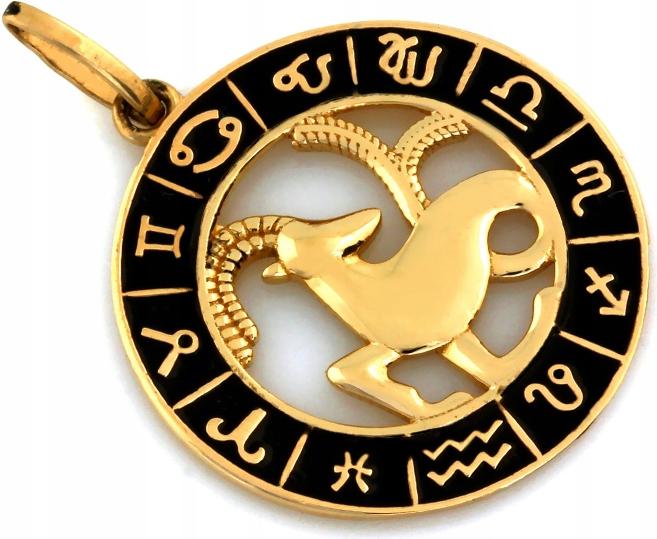 Zlatý přívěsek 585 Kozoroh znamení zvěrokruhu s černým smaltem jako dárek