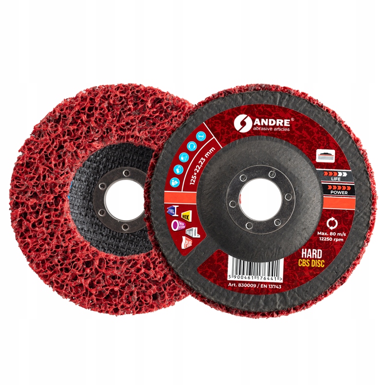 Cbs brusné kotouče z netkané textilie pro čištění 125×22,2 Hard–red 10 Ks. Andre