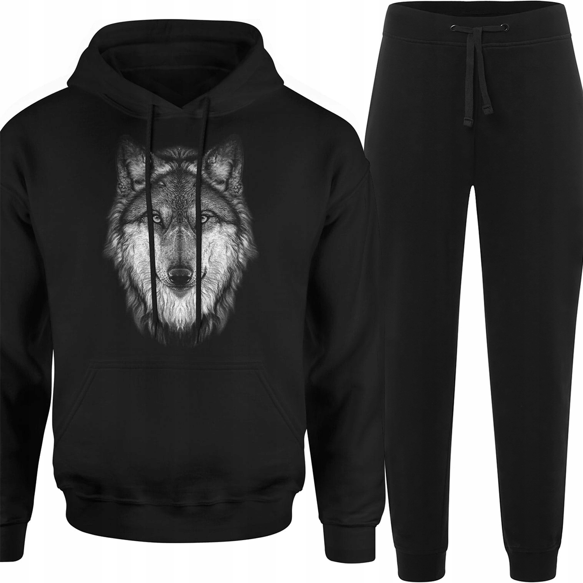 Teplákovka Pánský Komplet Pánské Tepláky Mikina Vlk S Potiskem Vlka