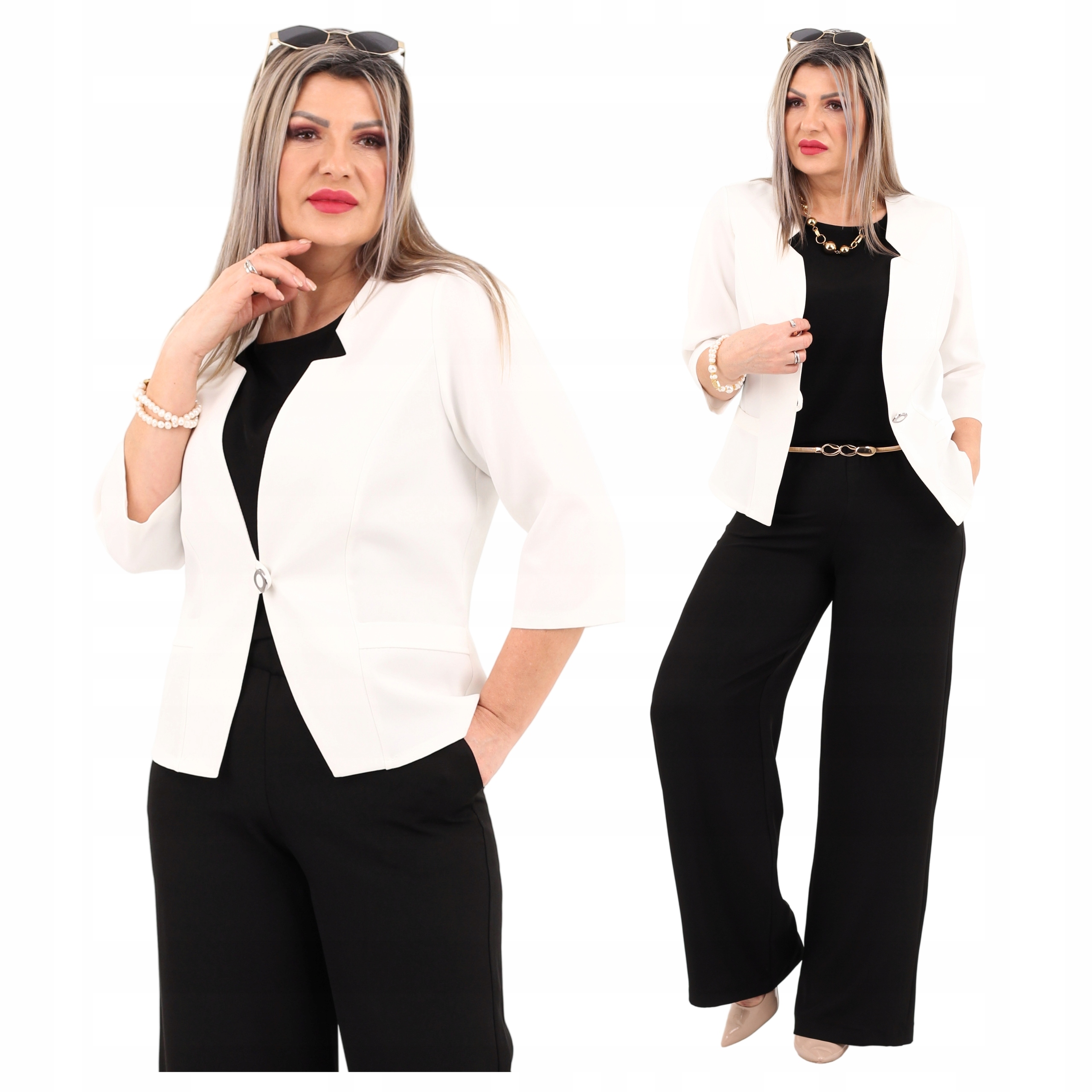 Żakiet Blezer Polski Producent Duże Rozmiary Wizytowy Krótki