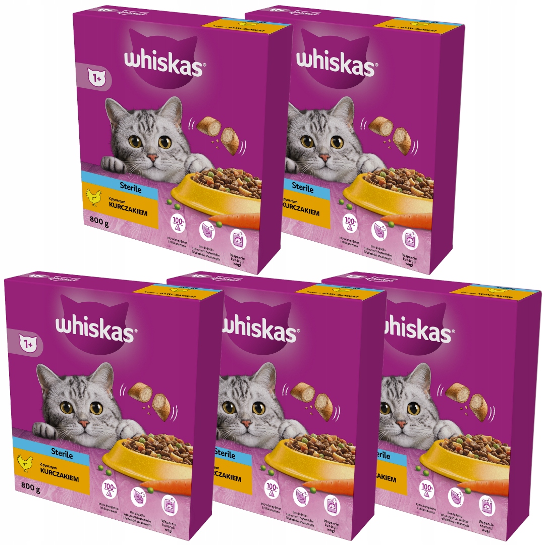 Levně Whiskas Sterile Kuřecí Maso Suché Krmivo Pro Kočky 5x800g