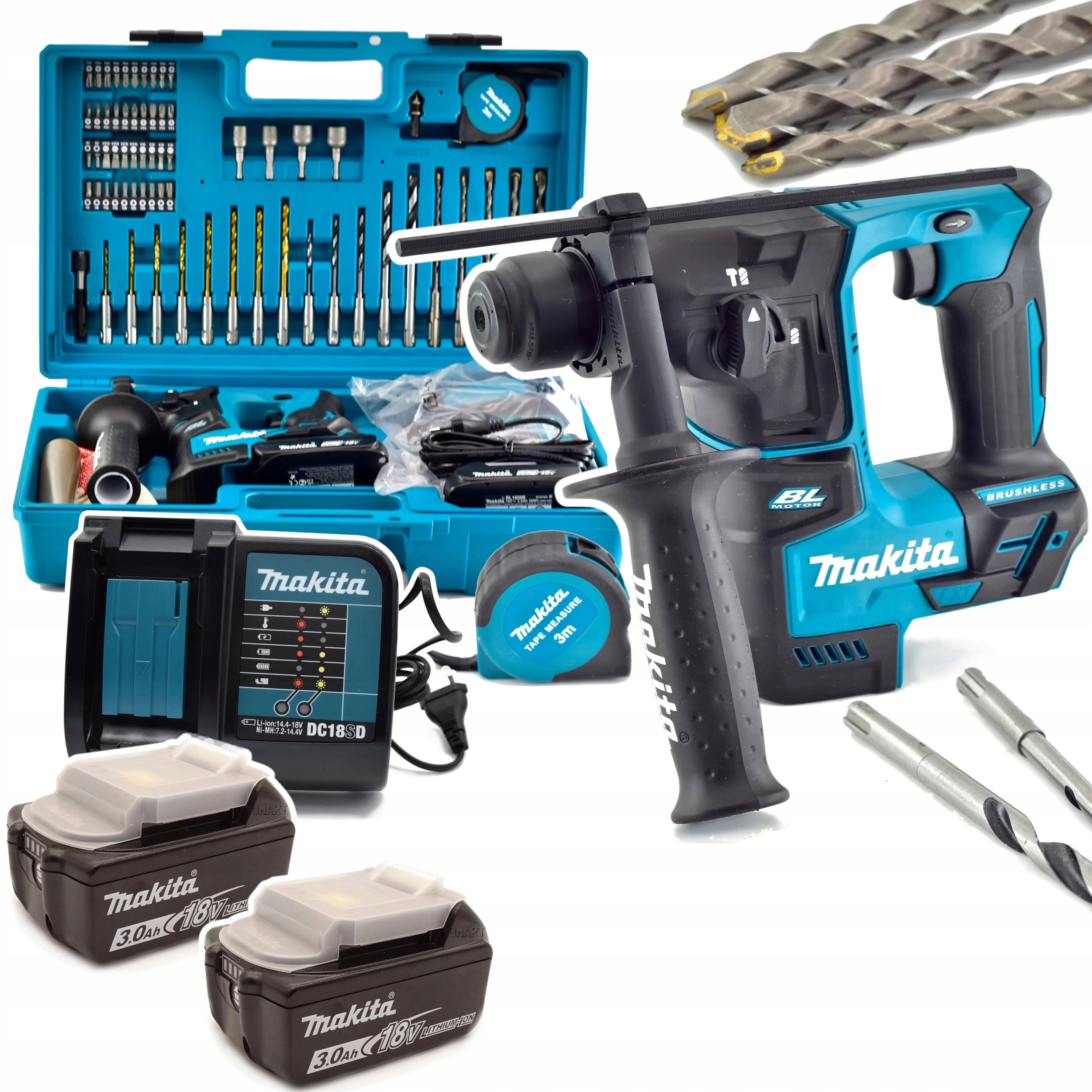 Makita DHR171RFJ Młotowiertarka Sds Plus 1,2J 18V Lxt Zestaw 2x3Ah Walizka