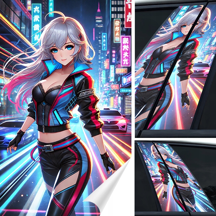 2xNÁLEPKA na sloupek Sloupky dveří auta Japonsko Anime Manga 50x30