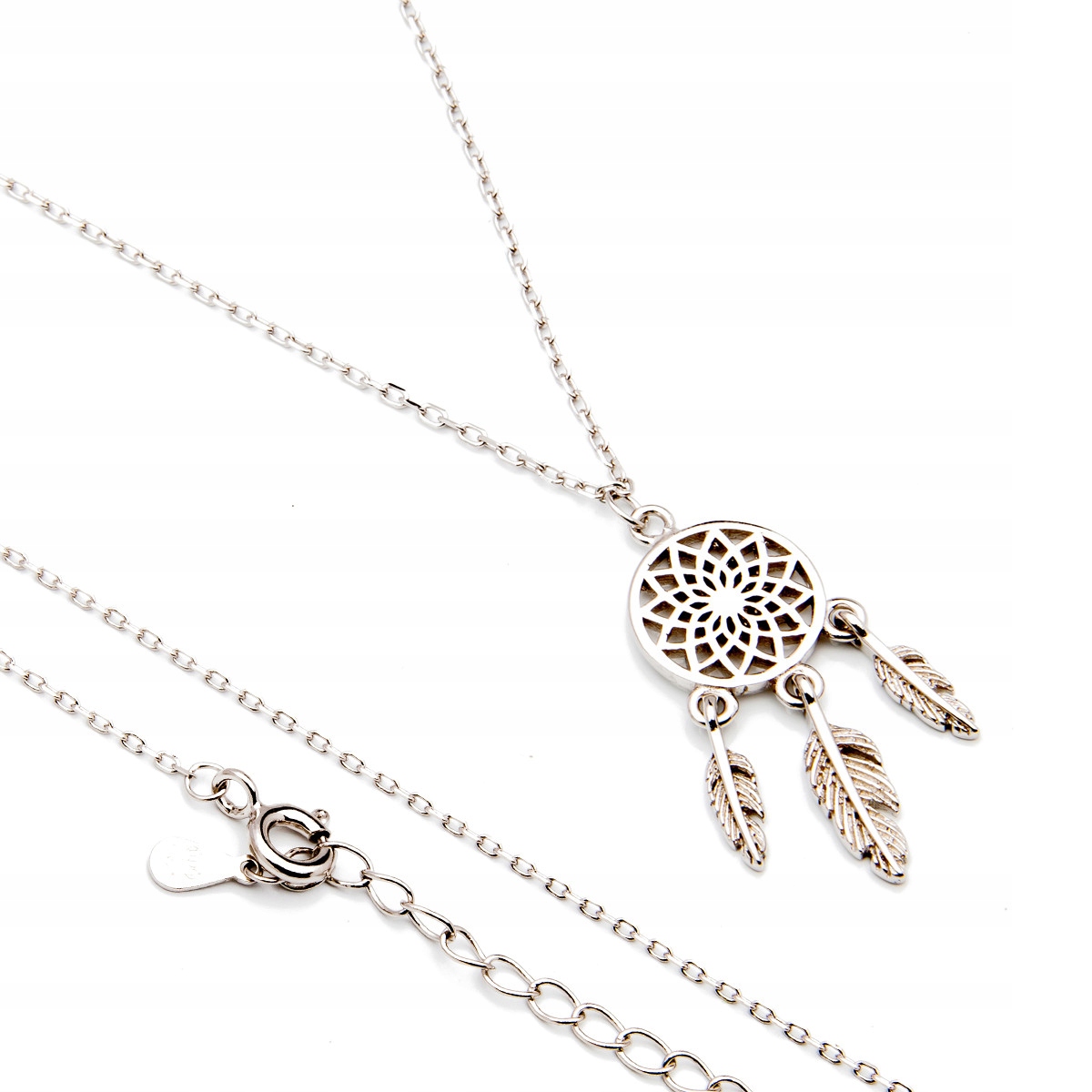 Stříbrný náhrdelník 925 lapač snů peříčka ankr