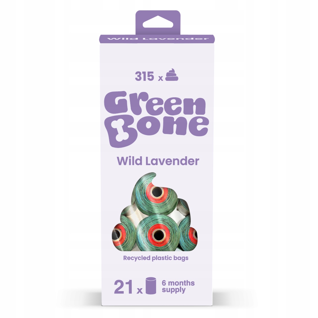 Green Bone 21 rolek Biodegradovatelné sáčky na psí exkrementy, levandulové