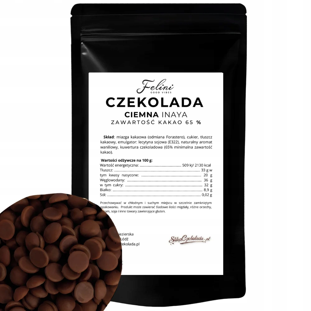 Levně Felini tmavá čokoláda Inaya 65% 1 kg