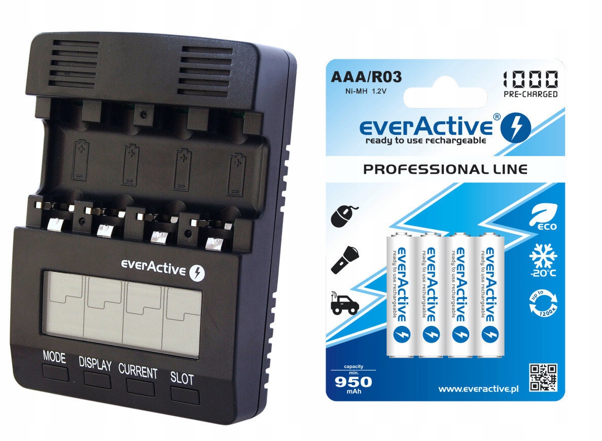 EVERACTIVE NC-3000 ładowarka + akumulatory R03 AAA Marka Everactive