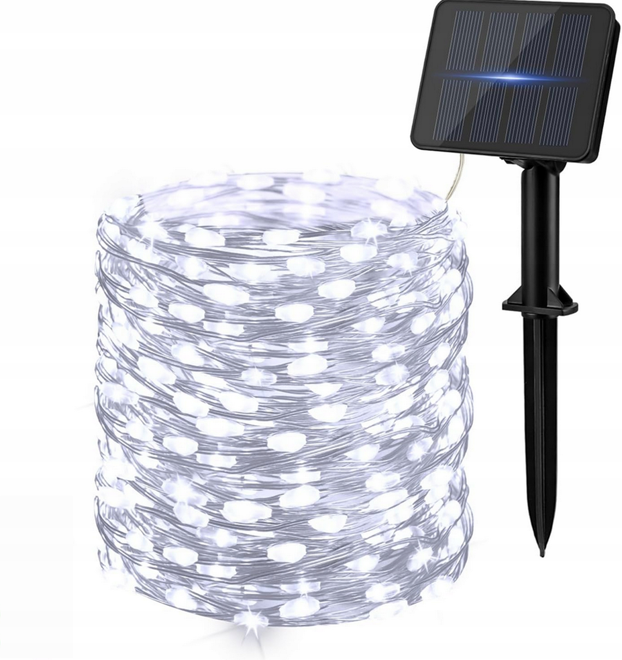 LAMPKI CHOINKOWE SOLARNE OGRODOWE GIRLANDA 100 LED NA ZEWNĄTRZ I WEWNĄTRZ