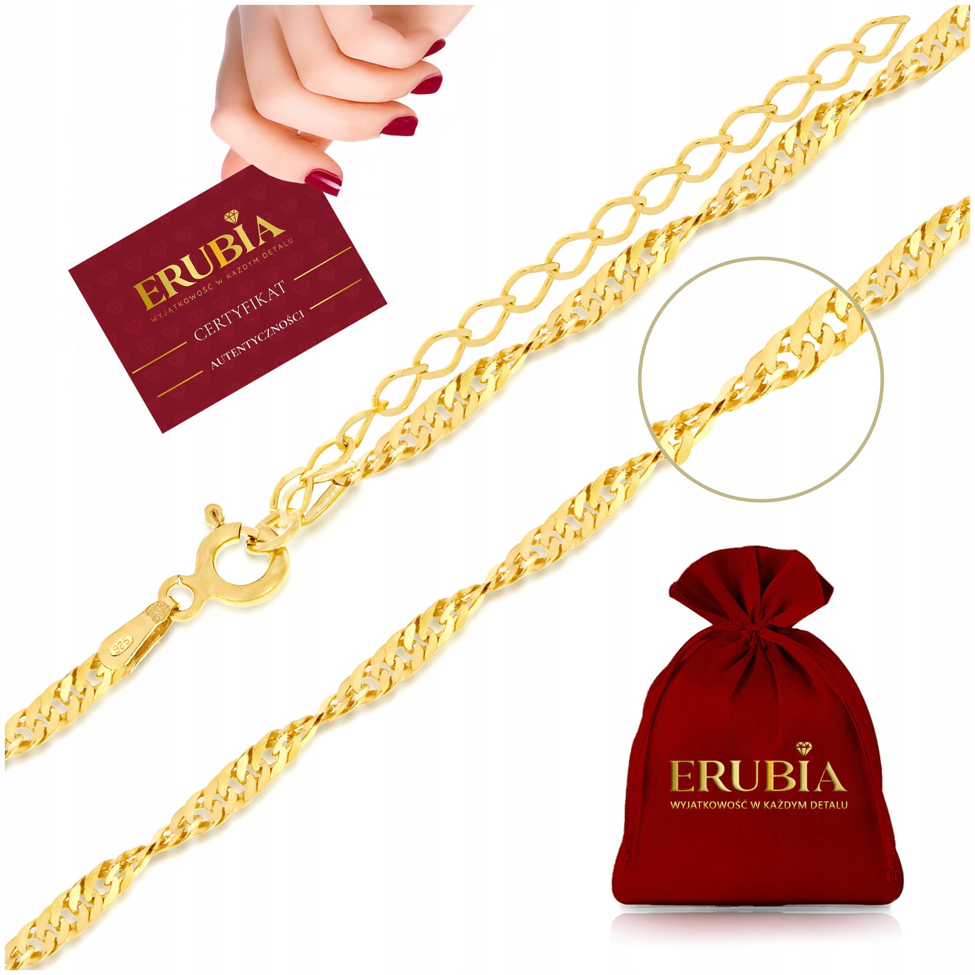 Zlatý Řetízek Silný, Singapur, Stříbro 925, Pozlacený, Nastavitelný