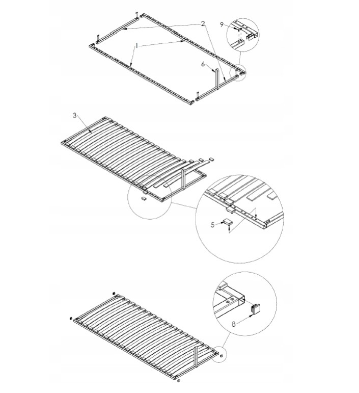 PODNOSZONY STELAŻ RAMA DO ŁÓŻKA 90x200 METALOWY AUTOMAT GAZOWY POD MATERAC Wysokość produktu 16 cm