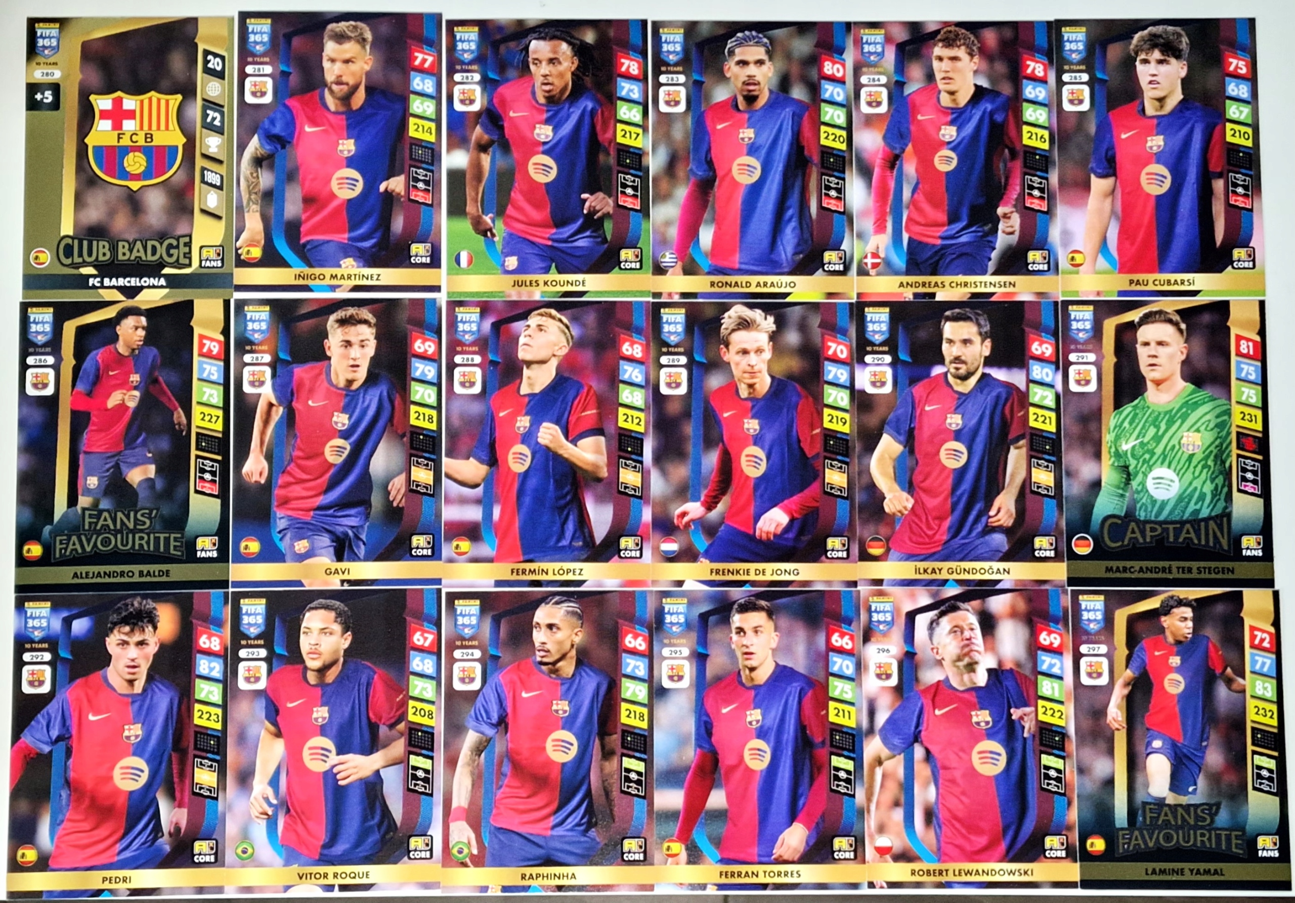 Fifa 2025 Barcelona Fifa 365 Cała Drużyna Komplet 18 Kart Lewandowski Yamal