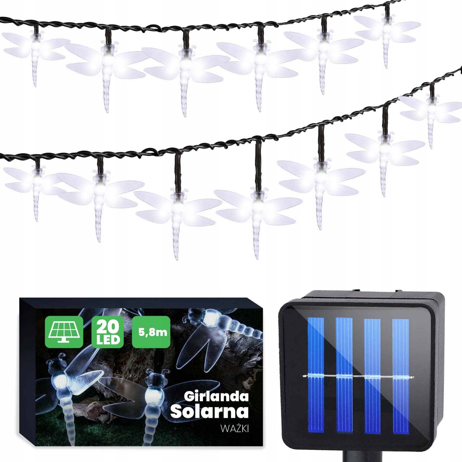 

Girlanda Solarna Ogrodowa Łańcuch 20x Led Ważki