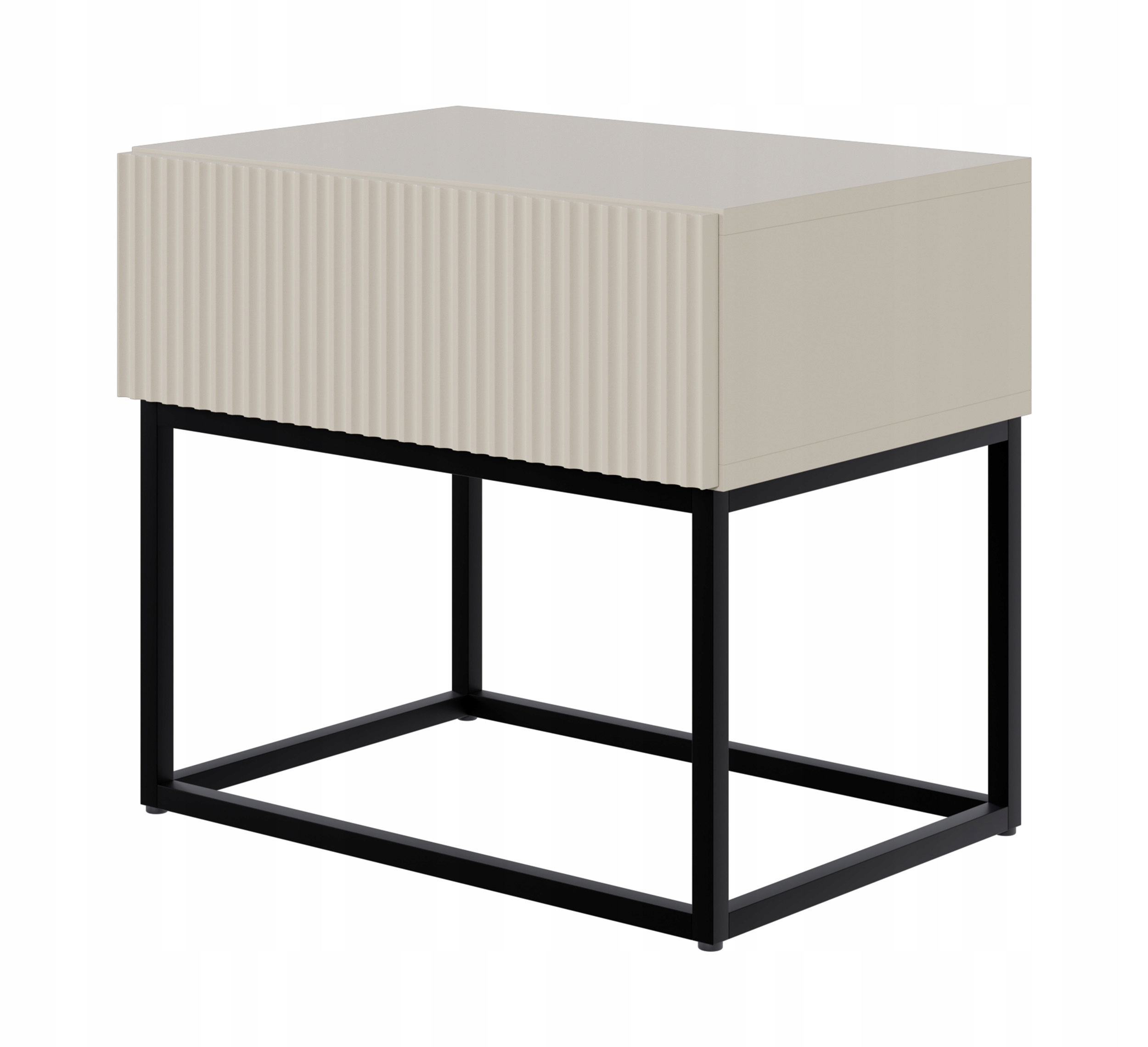 Noční stolek Veldio 50 cm šedý béžový s černými nohami Selsey Design