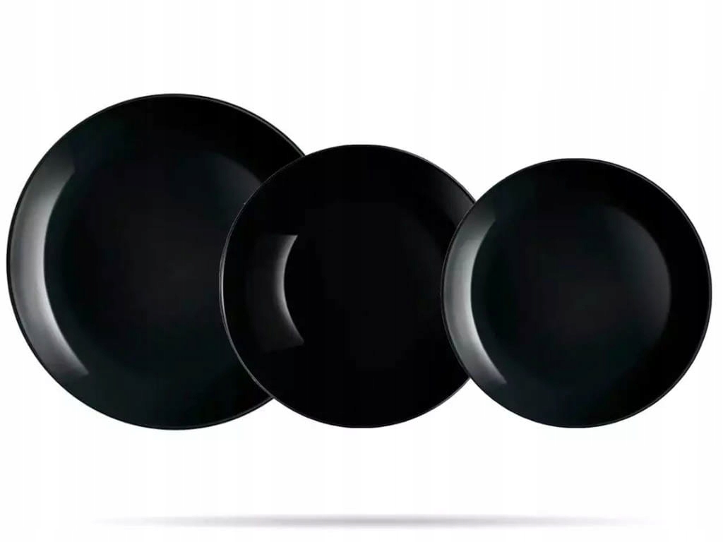 ZESTAW OBIADOWY TALERZE SZKLANKI CZARNE Lumin 30EL Liczba osób 6