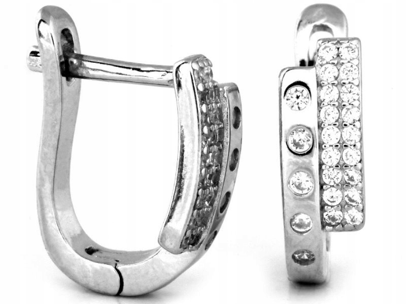 Stříbrné náušnice 925, dvě čárky se zirkony, moderní vzor dárek