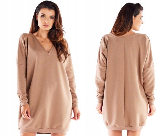 Dresová šaty tunika oversize s volným pasem