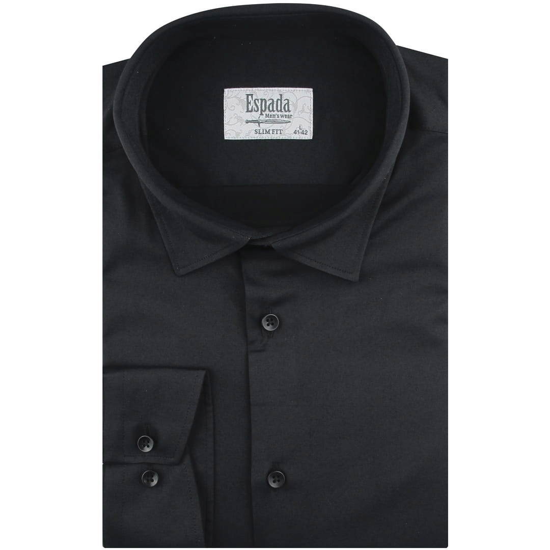 Koszula Męska Wizytowa do garnituru czarna Slim Fit J398
