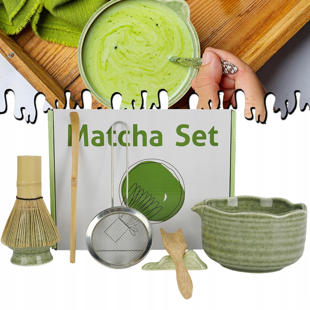 Zestaw Akcesoriów Do Parzenia Herbaty Matcha Matchawan Czarka Miotełka 7 El