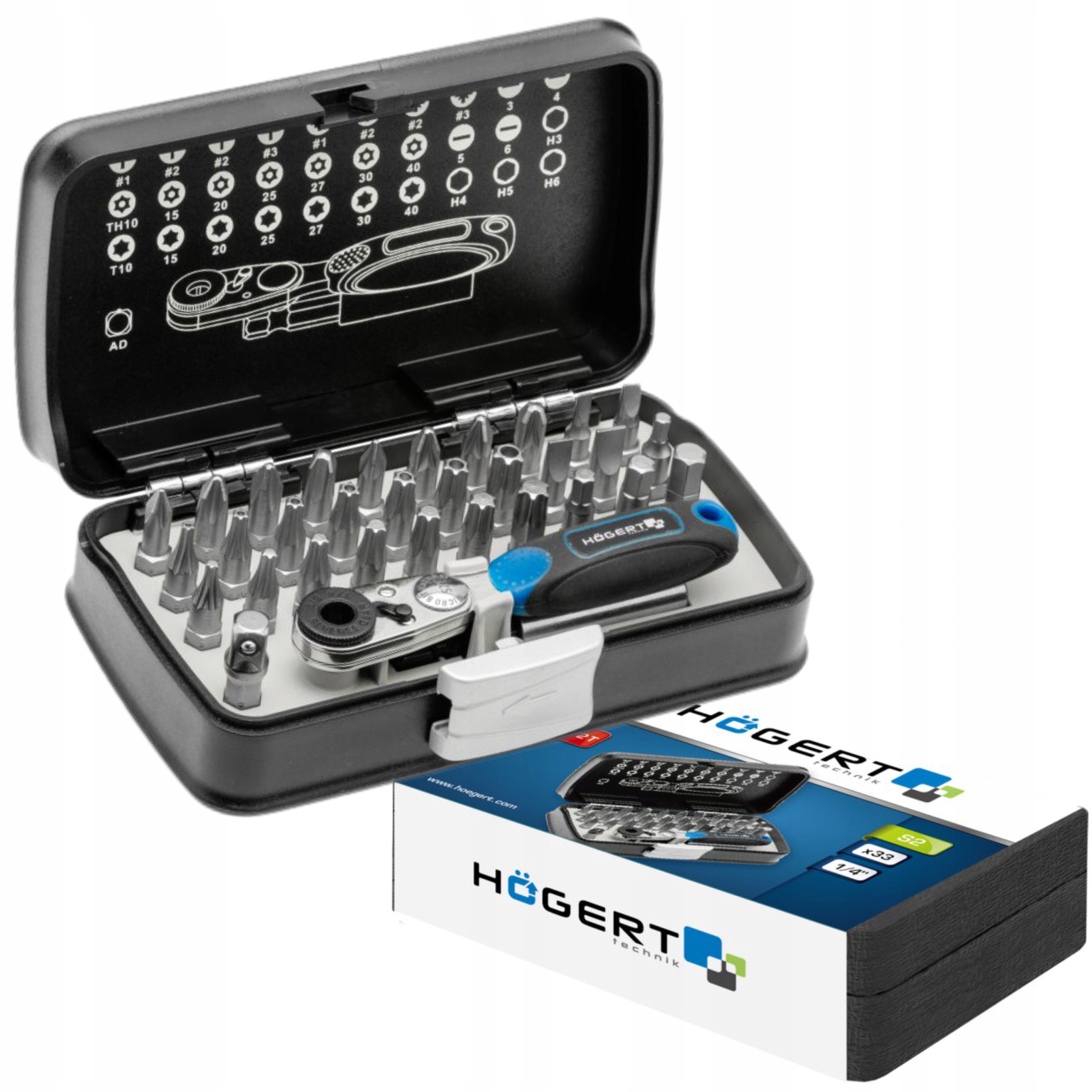 ZESTAW KOŃCÓWEK WKRĘTAKÓW 33el GRZECHOTKA Hogert