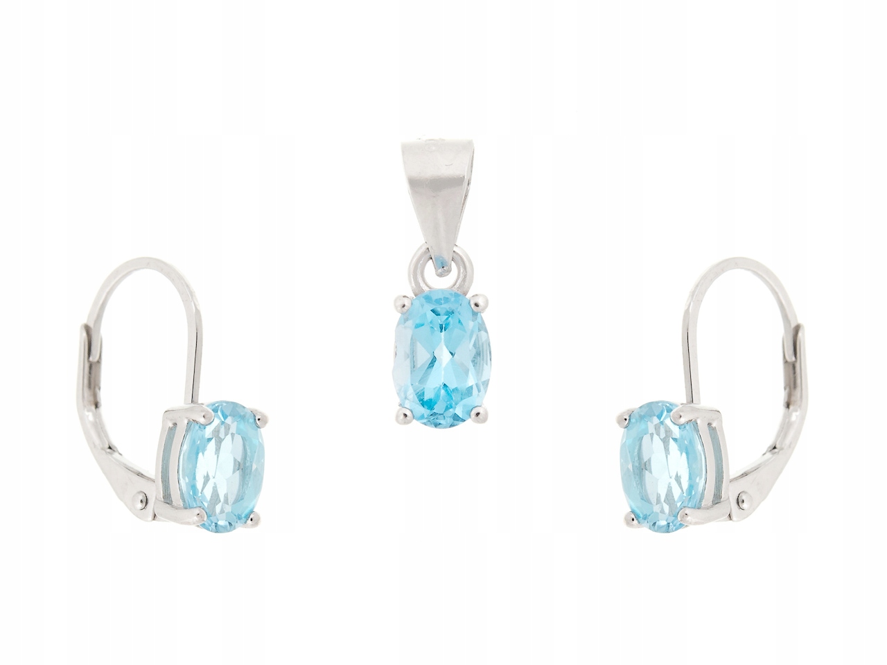 Stříbrný Rhodiovaný Komplet Swiss Topaz Přírodní Dárek