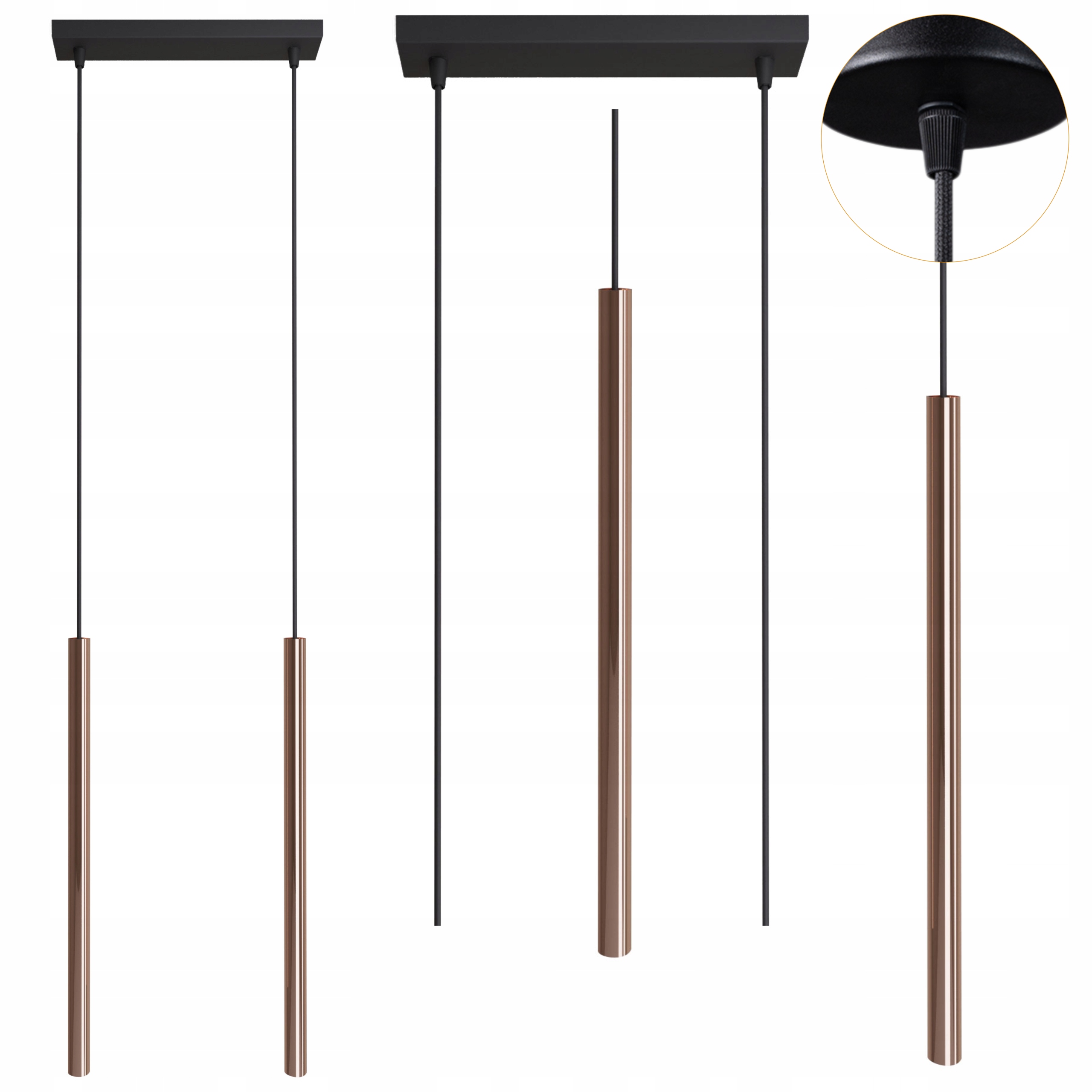 Závěsná stropní lampa kovová, moderní barva černá-měděná