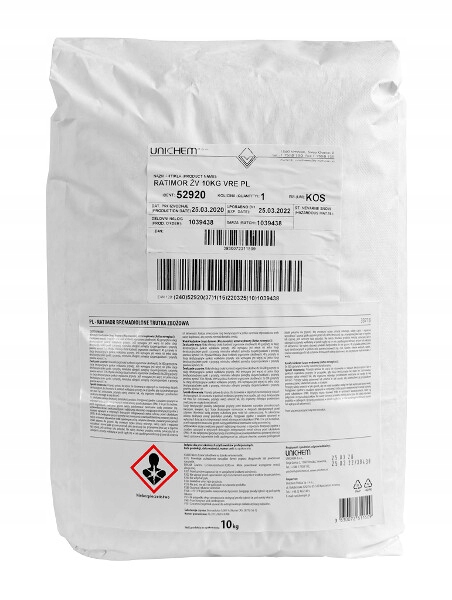 Trutka zbożowa Ratimor Bromadiolone 10 kg zatrute ziarno na Myszy szczury