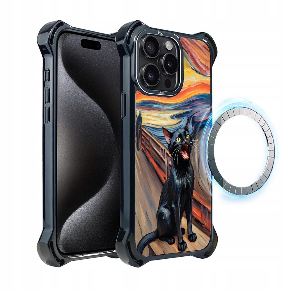 Pouzdro Ibizu DropGuard Ultra s MagSafe na iPhone 15 Pro Max, kočičí křik