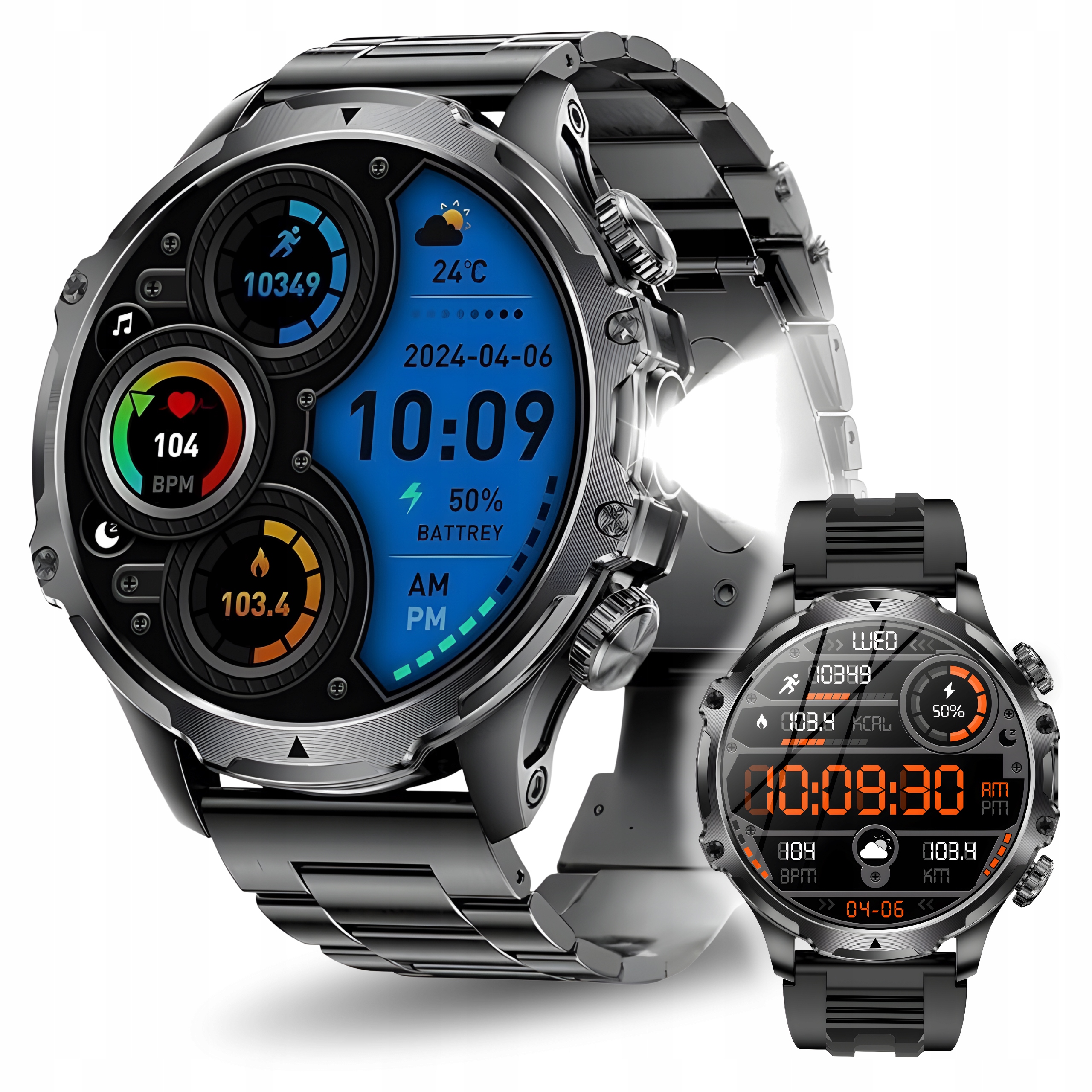 Zegarek smartwatch męski rozmowy duża bateria 700 mAh wodoodporny menu PL