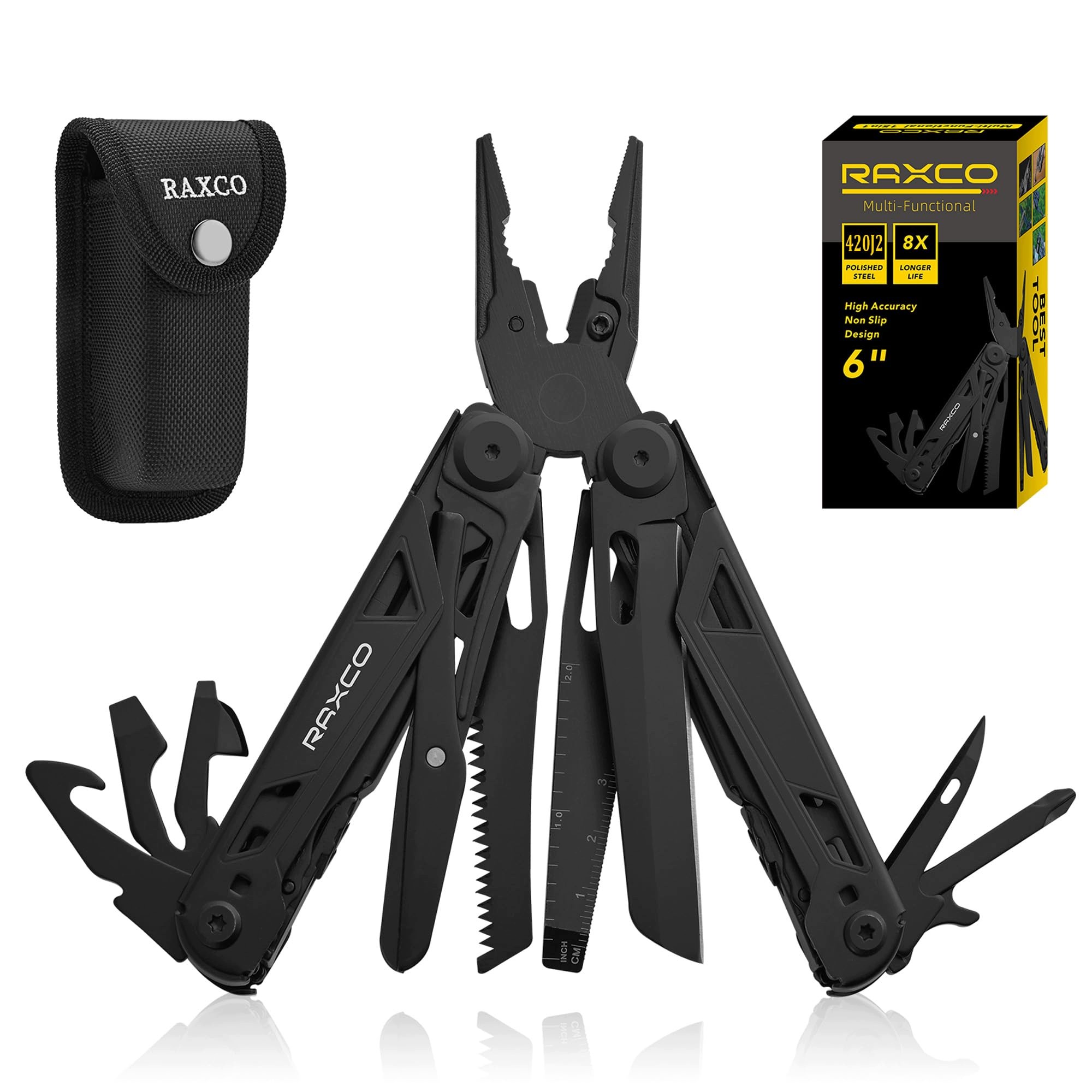 Multitool 15V1 Multifunkční Kleště Nůž Nůž Nůžky Pouzdro Černá