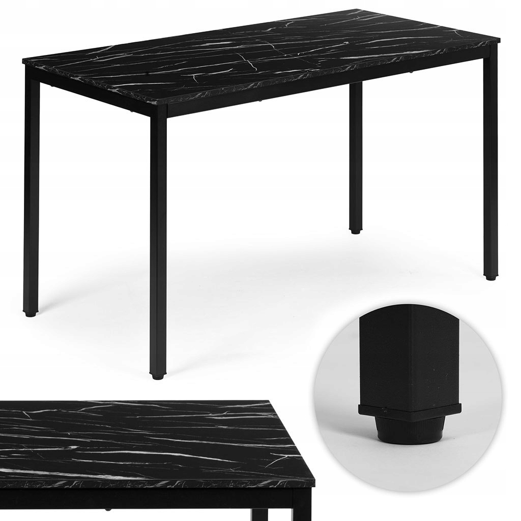 Kuchyňský stůl jídelní pro 4-5 osob, počítačový stůl 120x60 cm, černý mat