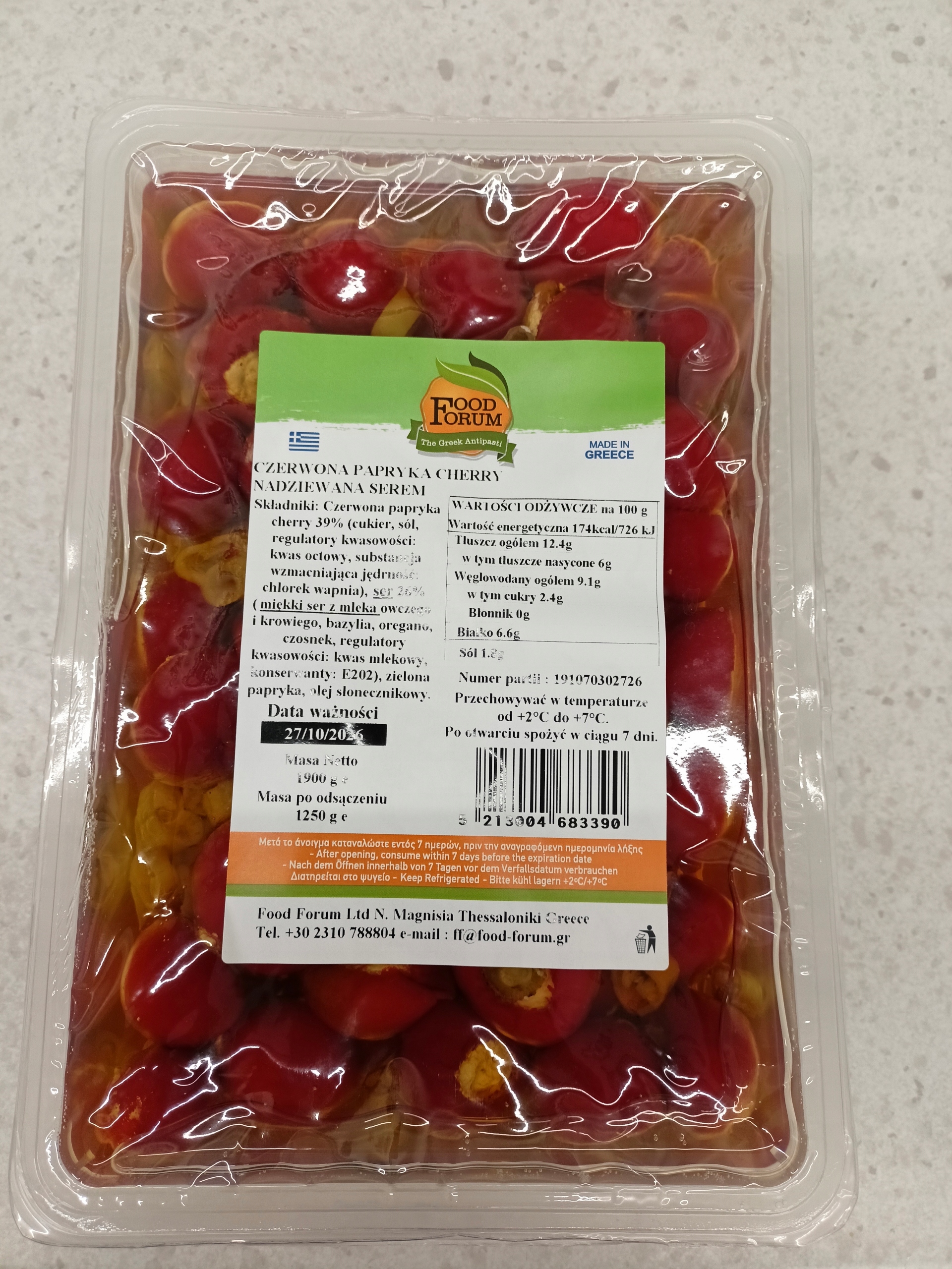 Papryczki czerwone cherry nadziewane serem 1,25 kg netto