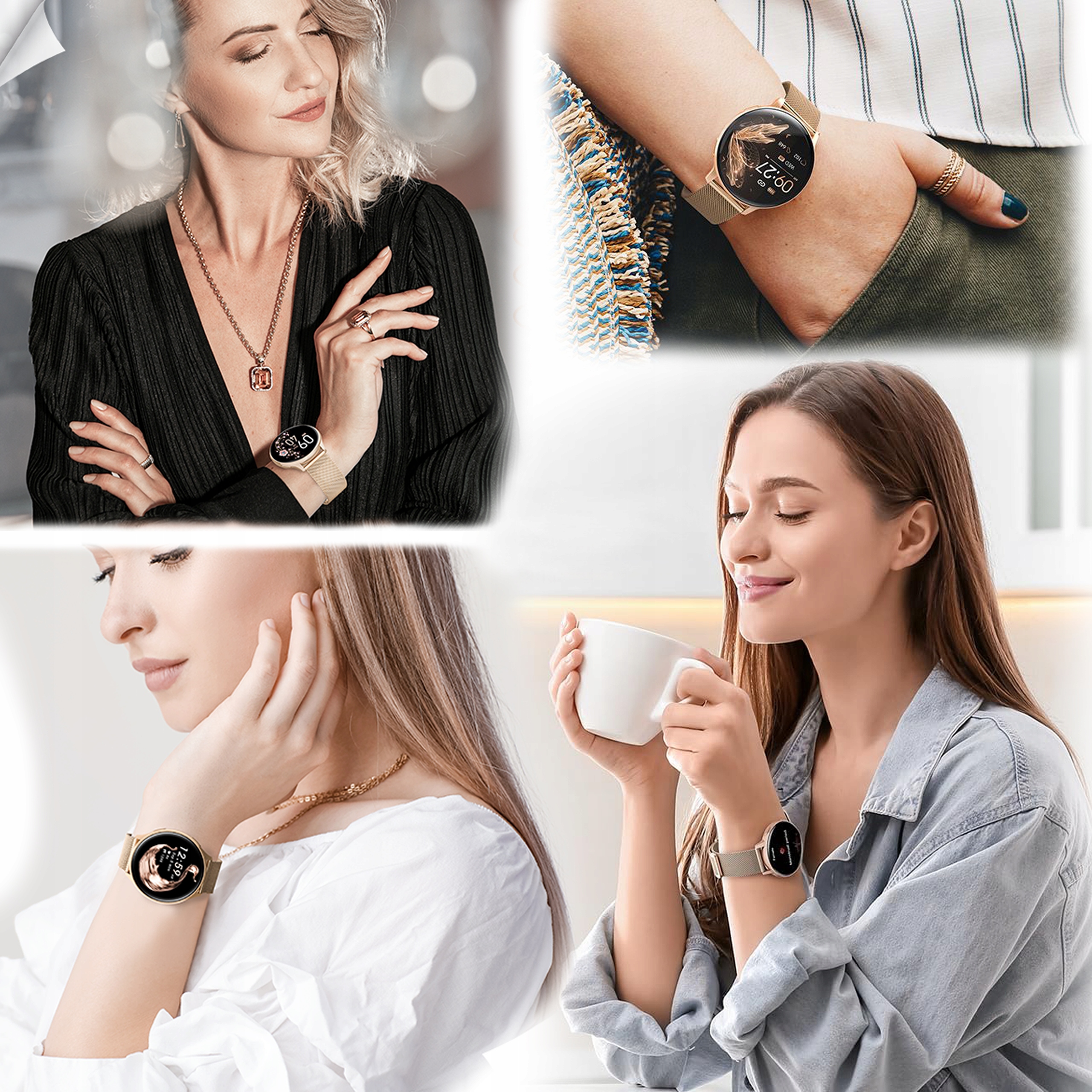 SMARTWATCH DAMSKI DLA KOBIETY ROZMOWY POWIADOMIENIA SPORT POMIARY MENU PL Marka bez marki