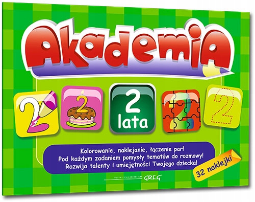 

Akademia Przedszkolaka 2 lata 32 Naklejki Greg 2+