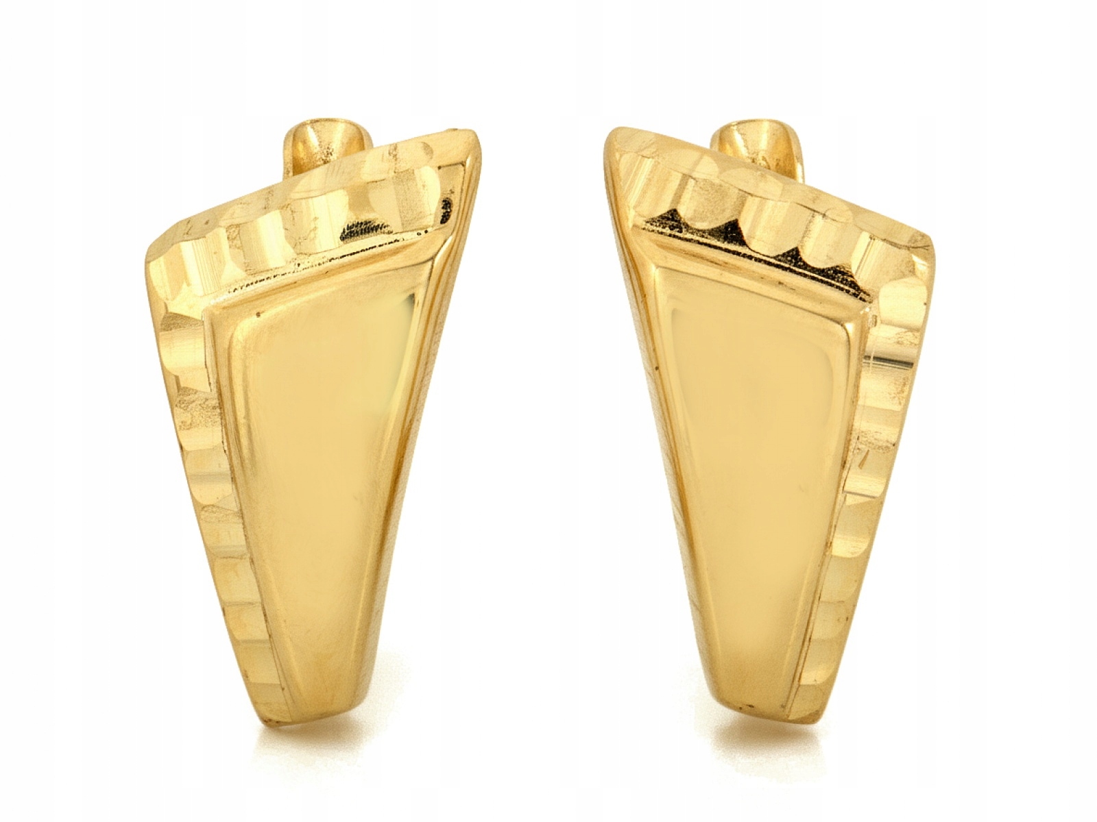 Zlaté Náušnice Pro Ženu 585 plechy trojúhelníky anglické zapínání módní